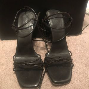 Chocolate brown bamboo heel sandals